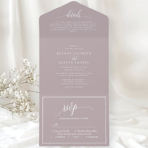 Dusty Lavender Simple Modern Script All In One Einladung