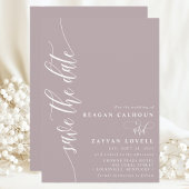 Dusty Lavender Simple Modern Script Save the Date