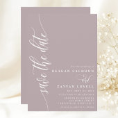Dusty Lavender Simple Modern Script Save the Date