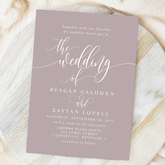 Dusty Lavender Simple Modern Script Wedding Einladung