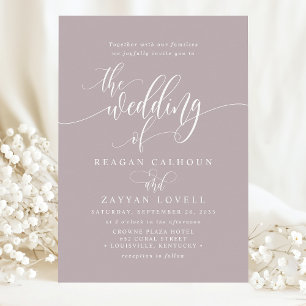 Dusty Lavender Simple Modern Script Wedding Einladung
