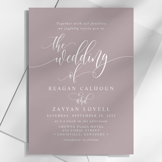 Dusty Lavender Simple Modern Script Wedding Einladung