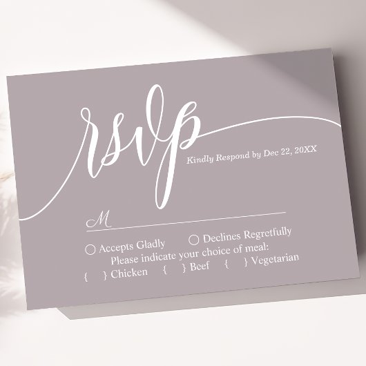 Dusty Lavender Simple Script Wedding RSVP Card