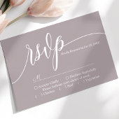 Dusty Lavender Simple Script Wedding RSVP Card Karte
