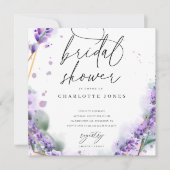 Dusty Lavender Watercolor Foto Brautparty Einladung (Vorderseite)