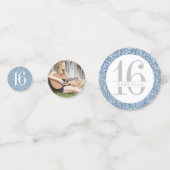 Dusty Light Blue Glitzer Personalisiert Big Table Konfetti (Rückseiten)