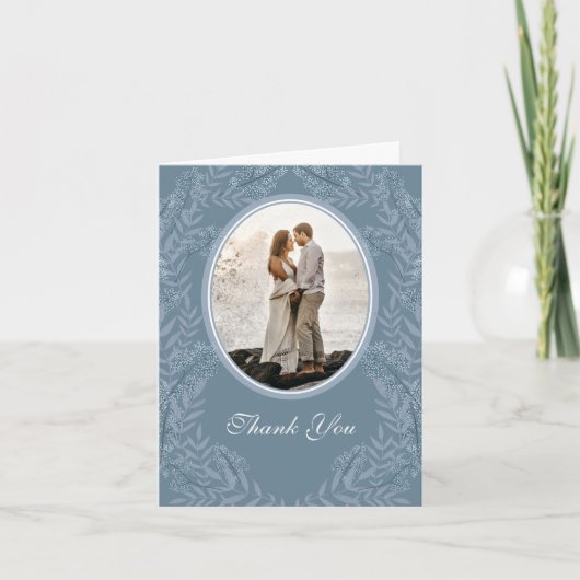 Dusty Light Blue Wedding Vintag Botanical Danke Y (Vorderseite)