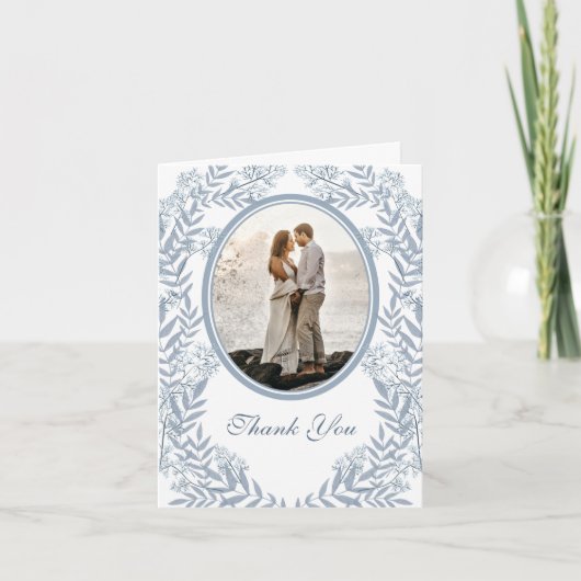 Dusty Light Blue Wedding Vintag Dankeskarte (Vorderseite)
