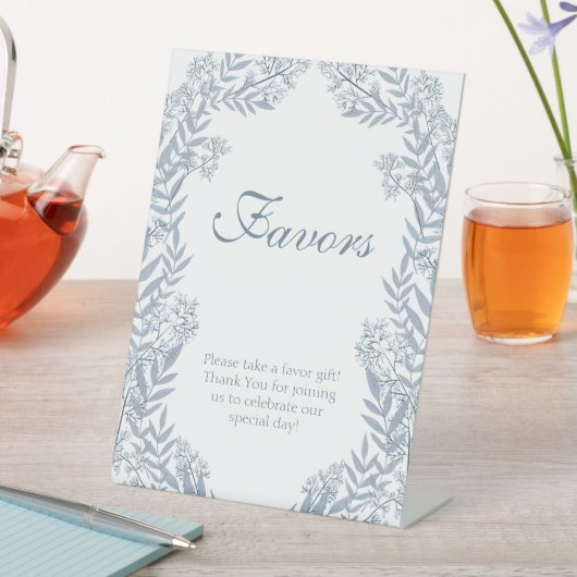 Dusty Light Blue Wedding Vintage Favoriten Sockelschild (In Situ)