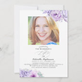 Dusty Light Purple Blumen Elegantes Beerdigungsfes Einladung (Vorderseite)