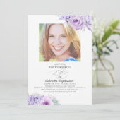 Dusty Light Purple Blumen Elegantes Beerdigungsfes Einladung (Stehend Vorderseite)
