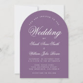 Dusty Lila Arch Wedding Simple Script Modern Einladung (Vorderseite)