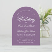 Dusty Lila Arch Wedding Simple Script Modern Einladung (Stehend Vorderseite)