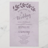 Dusty Lila Blätter Budget Hochzeitsprogramm (Vorderseite)