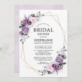 Dusty Lila Blooms Geometric Brautparty Invita Einladung (Vorne/Hinten)