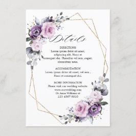 Dusty Lila Blooms Geometric Wedding Details Begleitkarte