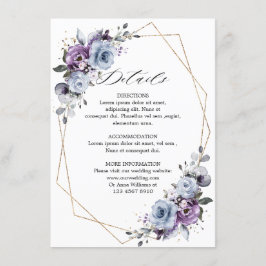 Dusty Lila Blooms Geometric Wedding Details Begleitkarte