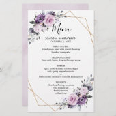 Dusty Lila Blooms Geometric Wedding Menu (Vorne/Hinten)