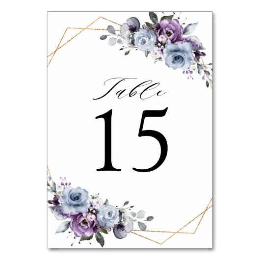 Dusty Lila Blooms Geometric Wedding Tischnummer (Vorderseite)