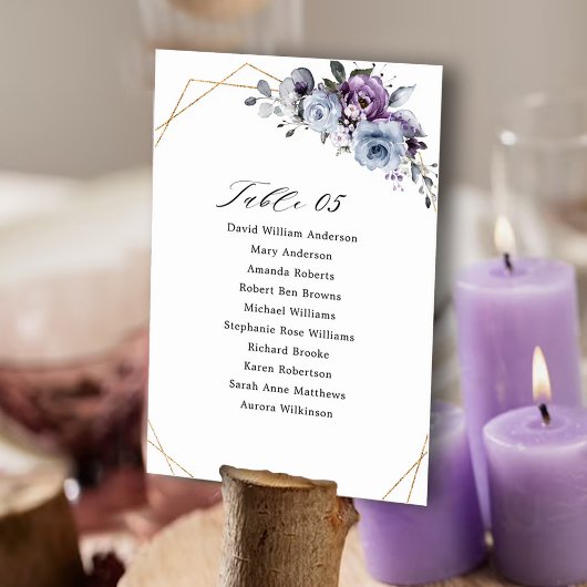 Dusty Lila Blooms Geometric Wedding Tischnummer