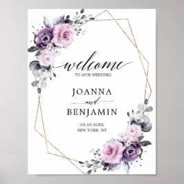 Dusty Lila Blooms Geometric Wedding Willkommen Poster