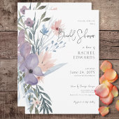 Dusty Lila & Blue Boho Floral Brautparty Einladung