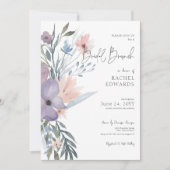 Dusty Lila & Blue Boho Floral Bridal Brunch Einladung (Vorderseite)