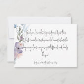 Dusty Lila & Blue Boho Floral Wedding Dankeskarte (Rückseite)