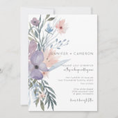 Dusty Lila & Blue Boho Floral Wedding Einladung (Vorderseite)