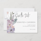 Dusty Lila & Blue Boho Floral Wedding Save The Date (Vorderseite)