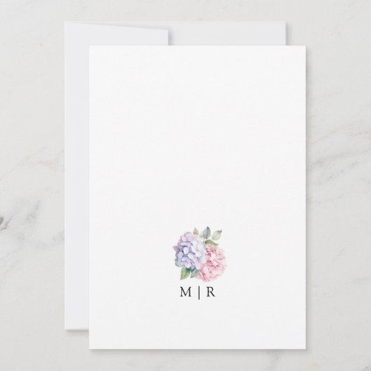 Dusty Lila & Blush Pink Hydrangea Save the Date Einladung (Rückseite)