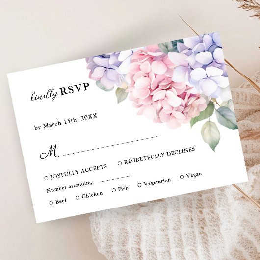 Dusty Lila & Blush Pink Hydrangea Wedding RSVP