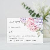 Dusty Lila & Blush Pink Hydrangea Wedding RSVP (Stehend Vorderseite)
