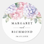 Dusty Lila Blush Pink Hydrangea Wedding Runder Aufkleber (Vorderseite)