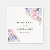 Dusty Lila Blush Pink Hydrangea Wedding Serviette (Vorderseite)