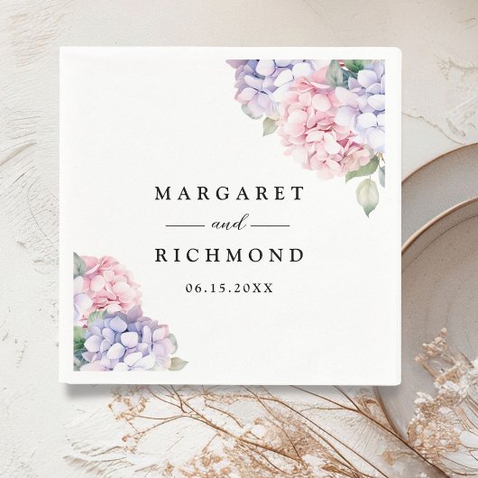 Dusty Lila Blush Pink Hydrangea Wedding Serviette