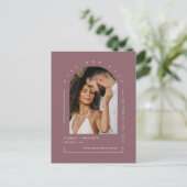 Dusty Lila Boho Arch Foto QR Code Gerettet Postkarte (Stehend Vorderseite)