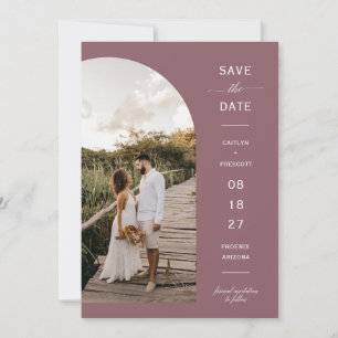 Dusty Lila Boho Arch Foto QR-Code Save the Date Einladung