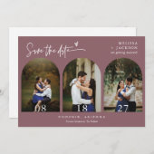 Dusty Lila Boho Arch Foto QR-Code Save the Date Einladung (Vorne/Hinten)