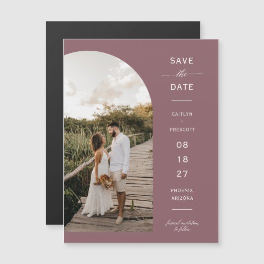 Dusty Lila Boho Arch Save the Date Magnetkarte (Vorne/Hinten)