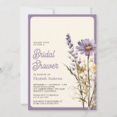 Dusty Lila Boho Wildblume Foto Brautparty Einladung (Vorderseite)