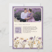 Dusty Lila Boho Wildblume Foto QR Code Hochzeit Einladung (Rückseite)