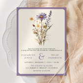 Dusty Lila Boho Wildblume Foto QR Code Hochzeit Einladung
