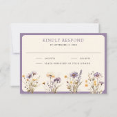 Dusty Lila Boho Wildblume Wedding RSVP Karte (Vorderseite)