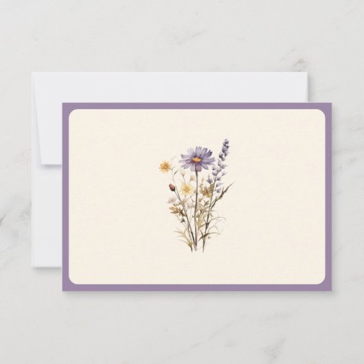 Dusty Lila Boho Wildblume Wedding RSVP Karte (Rückseite)