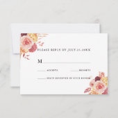 Dusty Lila Burgundy Terracotta Floral Wedding RSVP Karte (Rückseite)