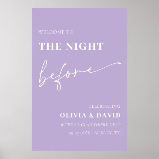 Dusty Lila die Nacht vor der Probe unterzeichnen Poster (Vorne)