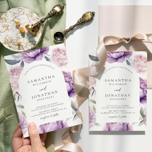 Dusty Lila Floral Arch Rustikale Hochzeit Einladung