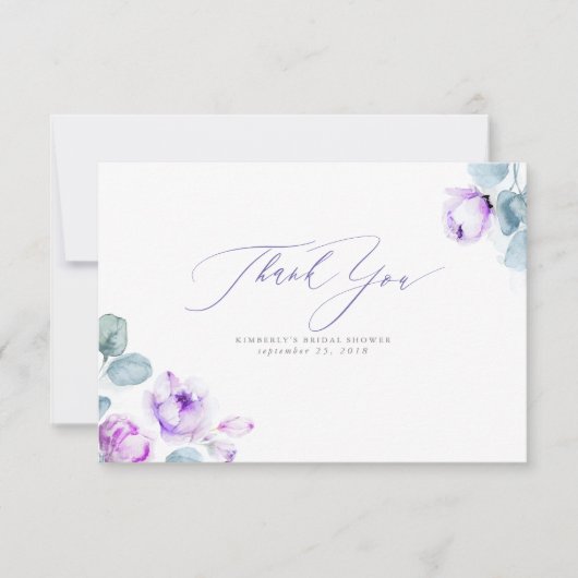 Dusty Lila Floral Elegant Kleiner Dank Dankeskarte (Vorderseite)
