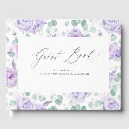 Dusty Lila Floral Elegant Wedding Guest Book Gästebuch